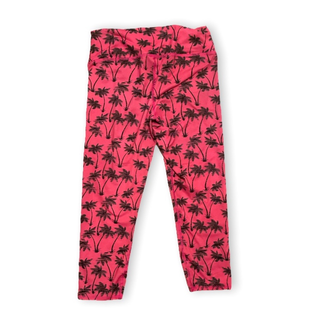 EVOLUTION & CREATION Women's Pink Black Palm Trees High Waist Capri Yoga Pants